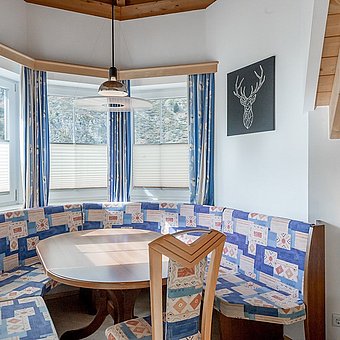 Dining area in a corner.