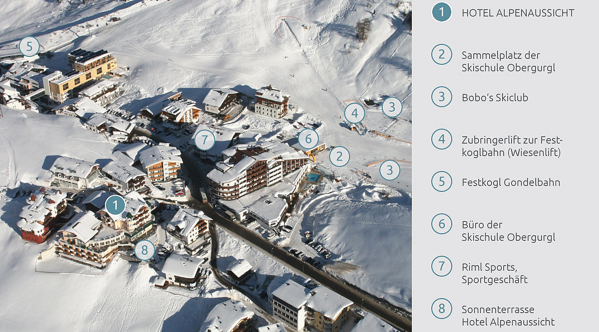 Lageplan Hotel Alpenaussicht direkt an der Piste