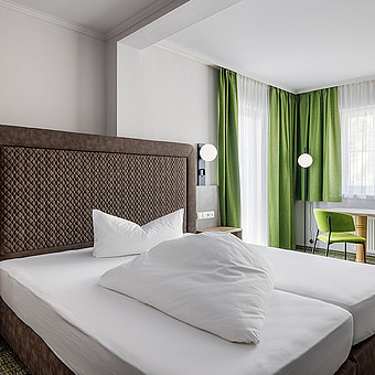 Single room with a large single bed.