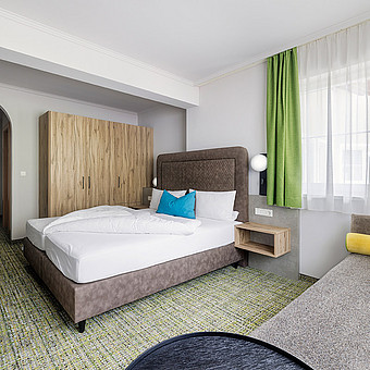 One bedroom with a double bed.